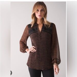 White House black market Jersey tunic micro cheetah whiskey large new with tags